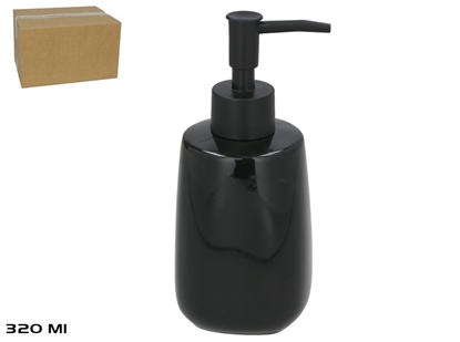 Picture of 320 ml Black Ceramic Soap Dispenser, 7.00 x 7.00 x 16.50, BATH&GO