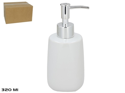 Picture of 320 ml White Ceramic Soap Dispenser, 7.00 x 7.00 x 16.50, BATH&GO
