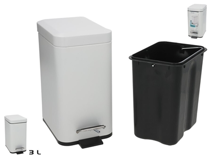 Picture of 3L White Bathroom Trash Can, 24.00 x 13.00 x 25.00, BATH&GO