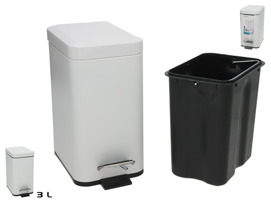 Picture of 3L White Bathroom Trash Can, 24.00 x 13.00 x 25.00, BATH&GO