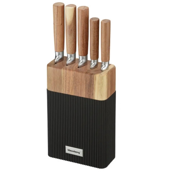 Picture of 6-piece knife set with acacia block, stainless steel, Klausberg, KB 7981