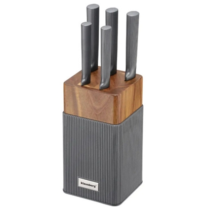 Изображение 6-piece knife set with acacia block, stainless steel, Klausberg, KB 7982