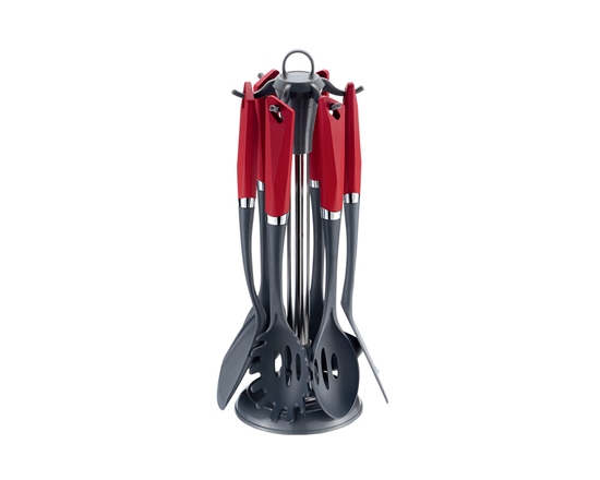 Изображение 7-piece kitchen utensil set, red matte, incl. stand, 47002, Michelino