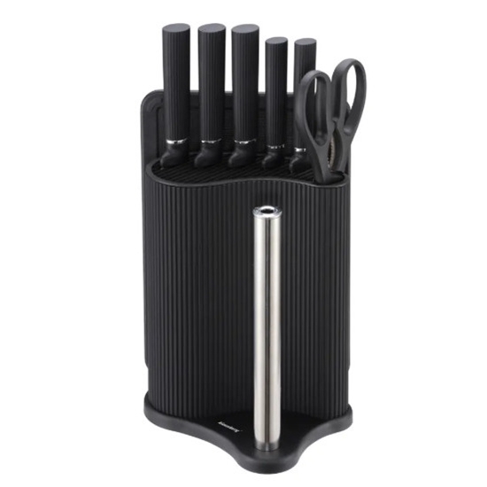 Picture of 8-piece knife set with stand, black, stainless steel, Klausberg, KB 7977