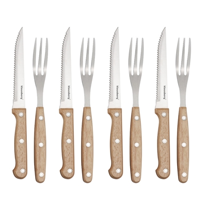 Изображение 8-piece steak and BBQ set, stainless steel and wood, Klausberg KB 7976