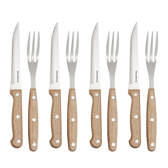 Изображение 8-piece steak and BBQ set, stainless steel and wood, Klausberg KB 7976