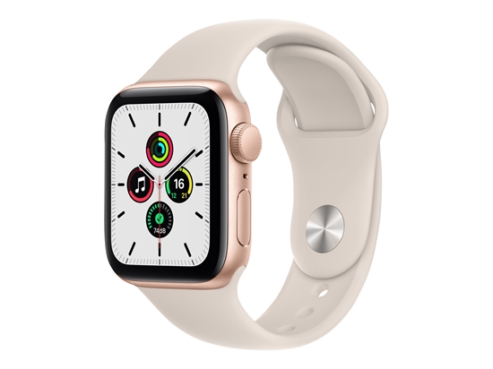 Picture of Apple Watch SE (GPS) - 40 mm - gold aluminium - smart watch with sport band - fluoroelastomer - starlight - band size: Regular - 32 GB - Wi-Fi, Bluetooth - 30.49 g