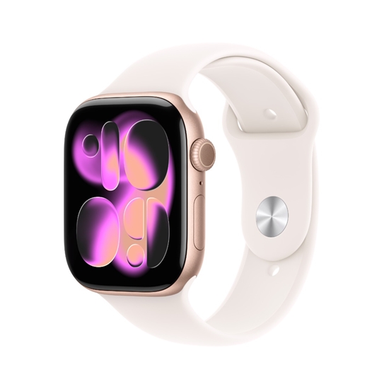 Picture of Apple Watch Series 11 (GPS) - 46 mm - rose gold aluminium - smart watch with sport band - fluoroelastomer - light blush - band size: M/L - 64 GB - Wi-Fi 4, UWB, Bluetooth - 37.8 g