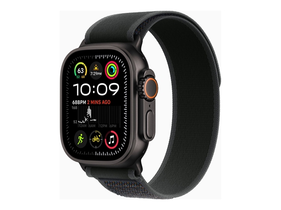 Picture of Apple Watch Ultra 2 - 49 mm - black titanium - smart watch with Trail Loop - nylon weave - black - band size: M/L - 64 GB - LTE, Wi-Fi 4, UWB, Bluetooth - 4G - 61.8 g