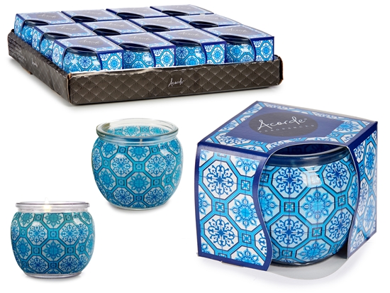 Picture of Aqua fresh candle in glass container, 6.3×7.5×7.5 cm, 21165, Acorde