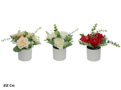 Изображение Artificial Camellia-Rose-Lily Pot 22 cm, 15x15x22 cm, LITO
