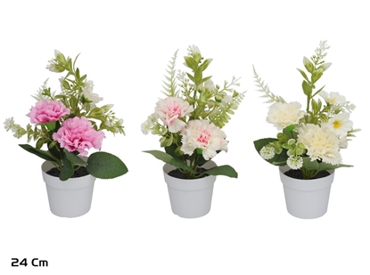 Изображение Artificial Carnation Mix Pot 24 cm, 26x18x24 cm, LITO