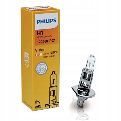 Изображение Auto lampa H1 Philips Vision 12V 55W + 30% light