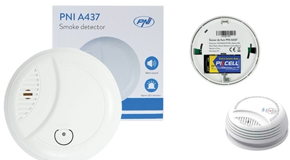 Attēls no Autonoms dūmu sensors PNI A437, skaņas un gaismas trauksme, 85 dB, balts