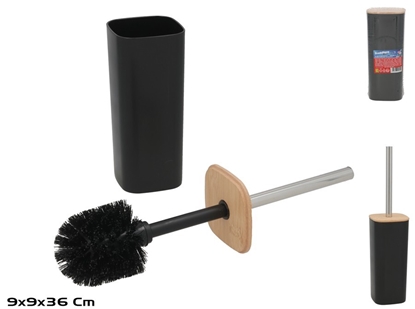 Изображение Bamboo Toilet Brush Holder, Black, 9.00 x 9.00 x 36.00