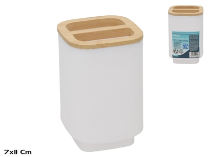 Picture of Bamboo Toothbrush Holder, 7.50 x 7.50 x 11.00, BATH&GO
