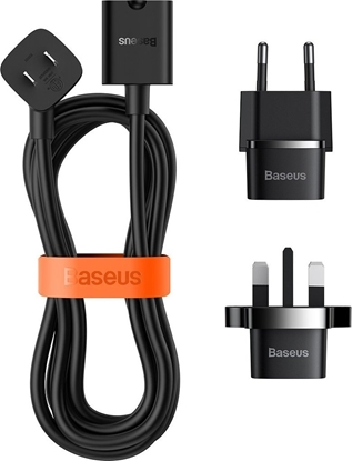 Attēls no Baseus Baseus PowerCombo kabel/przeduacz z mini listw zasilajc 1m czarny (adapter sieciowy EU i UK)(PSMN000301)