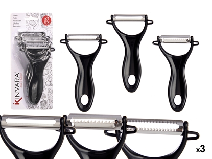 Attēls no Black kitchen peelers, 3 pieces, 20×10.2×3.5 cm, 86886, Kinvara