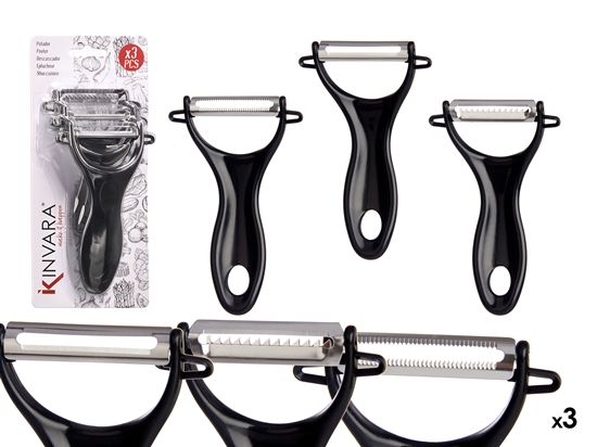 Picture of Black kitchen peelers, 3 pieces, 20×10.2×3.5 cm, 86886, Kinvara