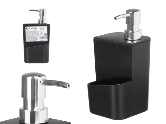 Picture of Black sponge holder and soap dispenser 650 ml, 20×9×9.5 cm, 12361, Kinvara
