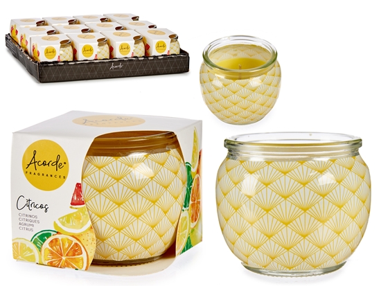 Picture of Candle in glass container, citrus, 6.3×7.5×7.5 cm, 13576, Acorde