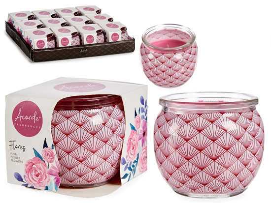 Picture of Candle in glass container, cut flower, 6.3×7.5×7.5 cm, 13574, Acorde