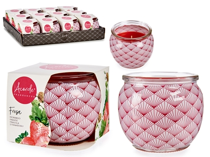 Picture of Candle in glass container, strawberry, 6.3×7.5×7.5 cm, 13577, Acorde