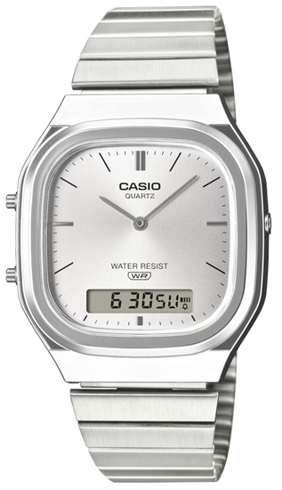 Изображение Casio Vintage AQ-240E-7ADR Unisex Watch 36mm Silver Case Silver Dial