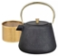 Изображение Cast iron teapot with strainer, enameled interior, 1l, black with brocade, gold elements, KINGHoff, KH 1932