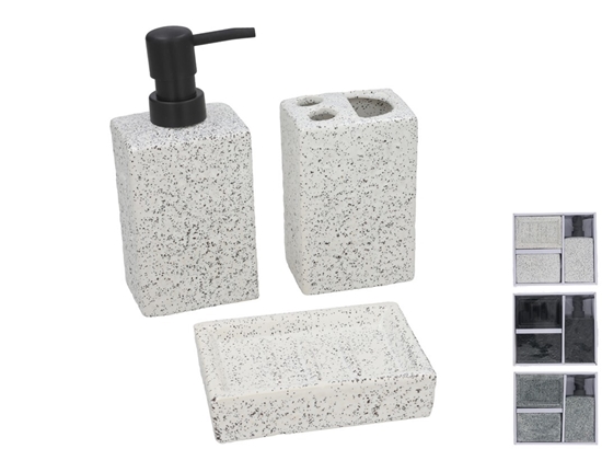 Picture of Ceramic Bathroom Set, Soap Dispenser and Toothbrush Holder, 6.00 x 7.50 x 16.50, BATH&GO