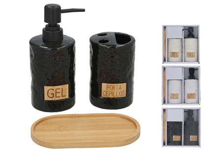 Attēls no Ceramic Bathroom Set, Soap Dispenser and Toothbrush Holder, 7.50 x 9.00 x 16.50, BATH&GO