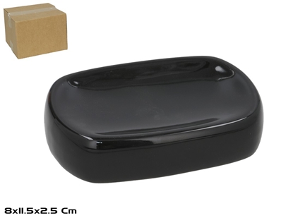 Attēls no Ceramic Soap Dish, Black, 8.50 x 12.00 x 3.00, BATH&GO