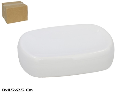 Attēls no Ceramic Soap Holder, White, 8.50 x 12.00 x 3.00, BATH&GO
