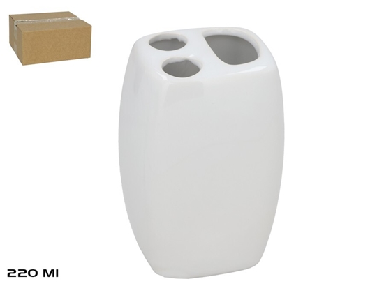 Изображение Ceramic Toothbrush Holder, 220 ml, White, 5.00 x 6.00 x 11.00, BATH&GO