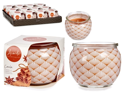 Picture of Cinnamon spice candle in glass container, 6.3×7.4×7.4 cm, 34560, Acorde