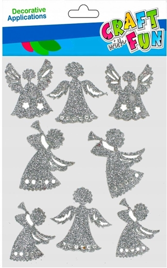 Изображение Craft with Fun OZDOBA BN NAKLEJKI ANIOLKI BROK SREB 8SZT 12/144