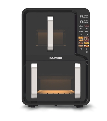 Изображение Daewoo DAF 2X1100 UDB Dual Hot Air Fryer, 1400 W + 1600 W, LED display, 5 L + 7 L capacity
