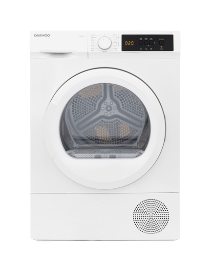 Изображение Daewoo DDR VH8A/E dryer, heat pump, 8 kg, stainless steel tub, glass door, Class E, White