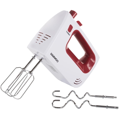 Изображение Daewoo DHM 122R Hand Mixer, 5 Speeds, Turbo Function, Power 300W, White/Red