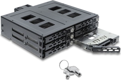 Изображение Delock 5.25″ Mobile Rack for 6 x 2.5″ SATA or SAS HDD / SSD with lock