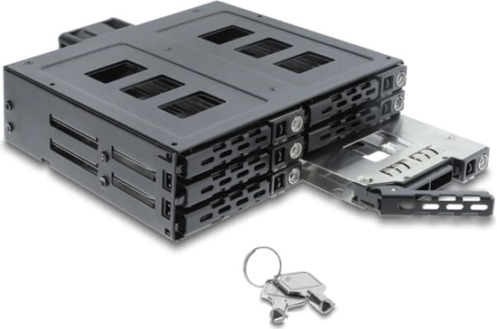 Изображение Delock 5.25″ Mobile Rack for 6 x 2.5″ SATA or SAS HDD / SSD with lock