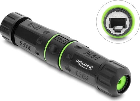 Picture of Delock Cable Connector RJ12 jack to RJ12 jack with M20 x 1.5 mm thread IP68 dust and waterproof