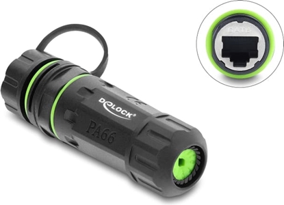Attēls no Delock Cable Connector RJ45 jack to RJ45 jack Cat.6 with M20 x 1.5 mm thread and protective cap with housing compatible with Starlink IP68 dust and waterproof