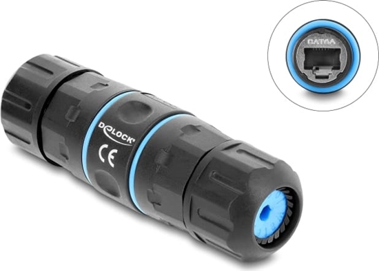 Picture of Delock Cable Connector RJ45 jack to RJ45 jack Cat.6A with M20 x 1.5 mm thread, short design, IP68 dust and waterproof