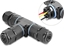 Attēls no Delock Cable Connector T-shape with clamp connection 3 pin, IP68 waterproof, cable diameter 5 - 9 mm, incl. seal for 9 - 12 mm, tool-free black