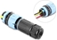 Attēls no Delock Cable Connector with bayonet lock 3 pin male to female with housing for built-in, IP68 waterproof, cable diameter 5 - 9 mm, incl. seals for 9 - 12 mm tool-free black