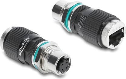 Изображение Delock M12 Adapter D-coded 4 pin female to RJ45 jack for built-in round straight