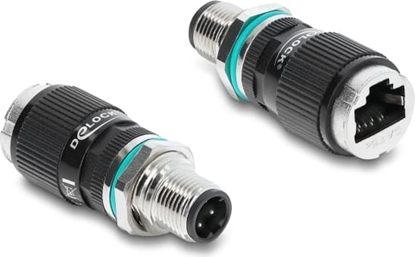 Изображение Delock M12 Adapter D-coded 4 pin male to RJ45 jack for built-in round straight