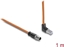 Picture of Delock M12 Cable X-coded 8 pin male straight to RJ45 plug angled upwards S/FTP shielded 1 m orange