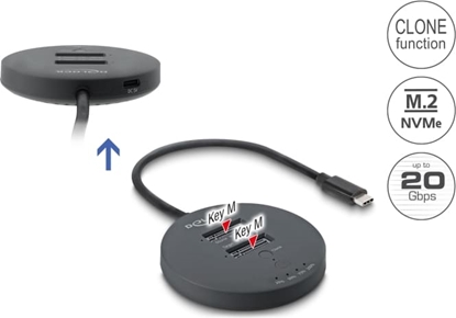 Изображение Delock USB 20 Gbps M.2 Docking Station for 2 x M.2 NVMe PCIe SSD with Clone function